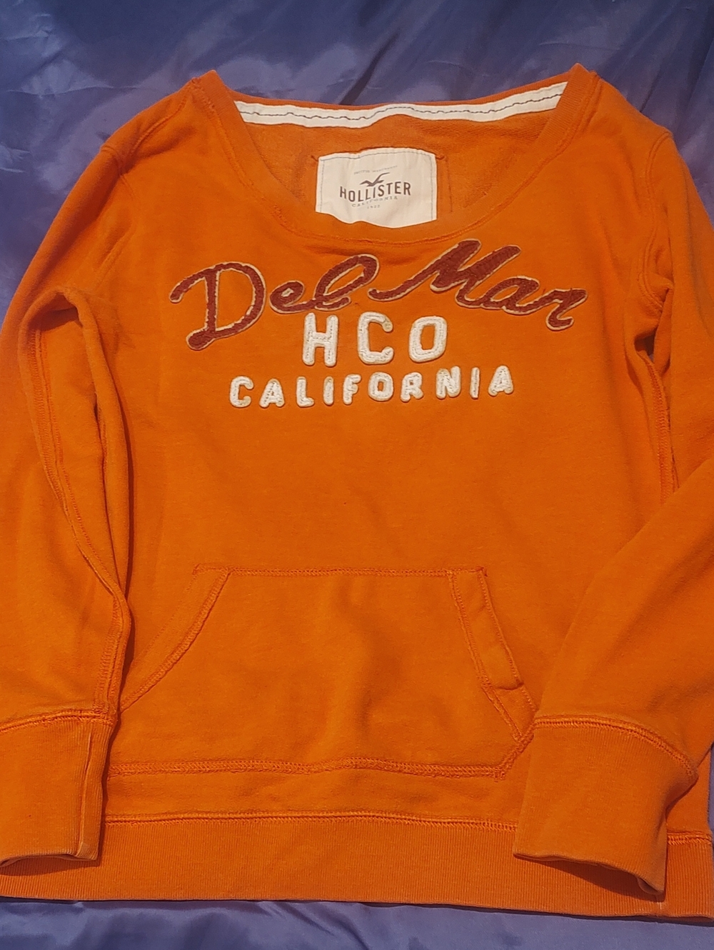 Hollister Orange Del Mar HCO California Scoop-Neck Sweatshirt